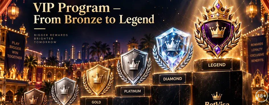 VIP Club: six tiers from Bronze to Legend, real-time rebates 