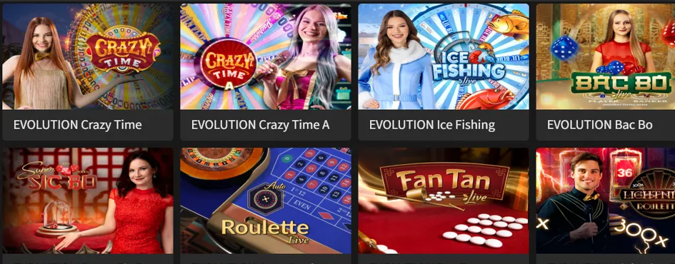 Live Casino Tables by Evolution & Pragmatic Play